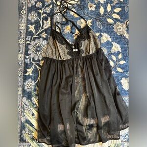 Victoria's Secret Black Sheer Lace Chemise
